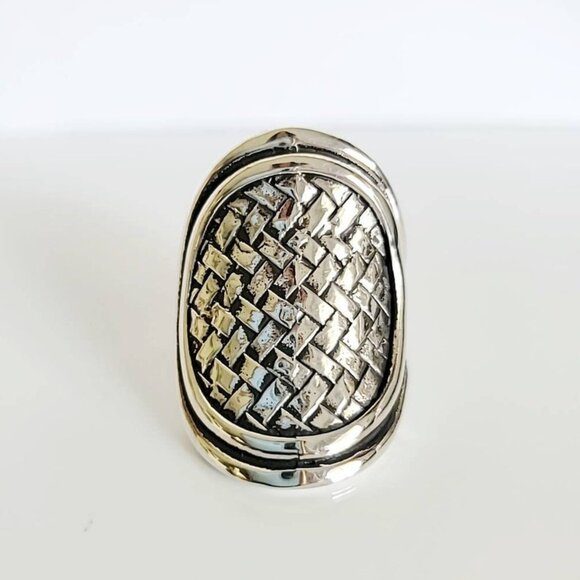 Shield Sterling Silver Ring, Women Statement Boho Chic, Bohemian Adjustable Ring - Picture 2 of 10